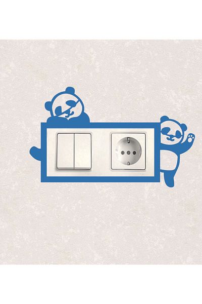 BLgrup 2119-m Laser Cut Wooden Switch Socket Frame Blue Double Panda