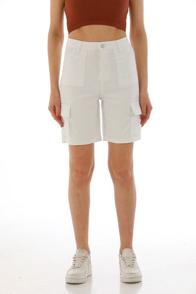 BİKELİFE Weiße Lycra-Shorts und Bermudas mit hoher Taille für Damen