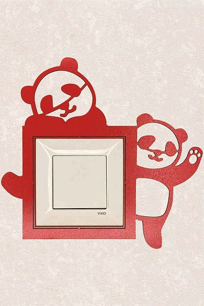 BLgrup 2101-k Laser Cut Wooden Switch Socket Frame Red Single Panda