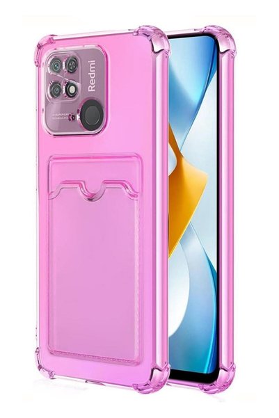 HANPORIUM جراب Redmi 10C مصنوع من السيليكون ممتص للصدمات مع حامل للبطاقات