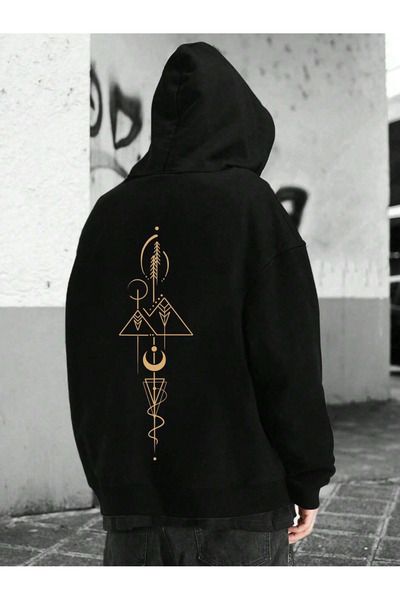 ZEMLİYA Φούτερ με κουκούλα unisex με στάμπα και μεγάλο μέγεθος