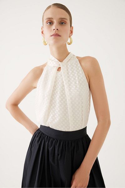 Exquise Halter Neck Blouse with Back Detail