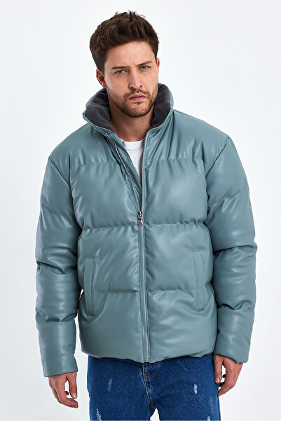 Weyeze Δερμάτινο παλτό με όρθιο γιακά AF-K50641PRM