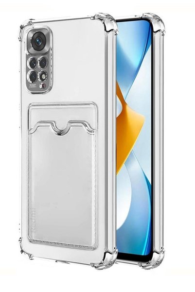HANPORIUM جراب Redmi Note 11S مصنوع من السيليكون ممتص للصدمات مع حامل للبطاقات