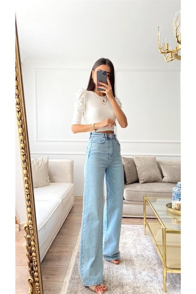 dressmix Damskie spodnie jeansowe z szerokimi nogawkami Marina