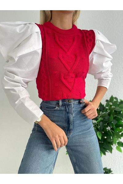 SHUGAA Poplin Detailed Women's Knitwear Sleeve