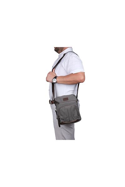 Bagacar Geantă Messenger cu umăr încrucișată din pânză model gri 5067