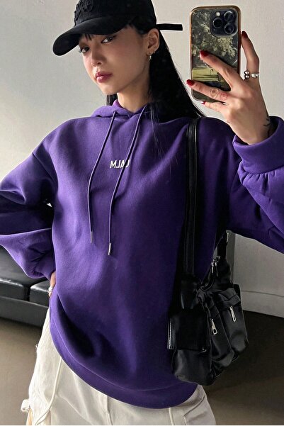 MODAGEN Унісекс фіолетовий худі з капюшоном Calm Love Yourself з принтом на спині Oversize Sweatshirt