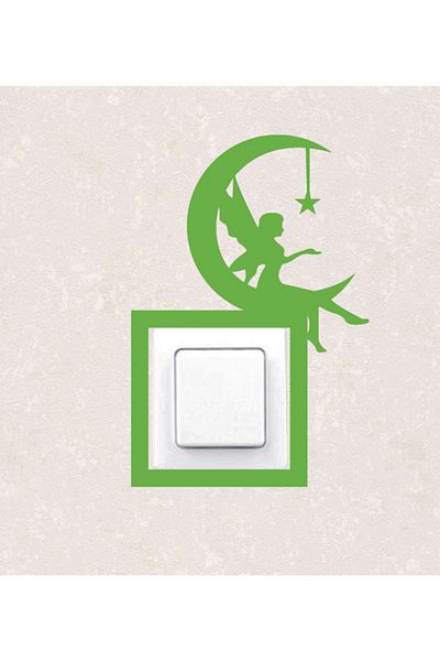 BLgrup 2123-y Laser Cut Wooden Switch Socket Frame Green Single Moon Fairy