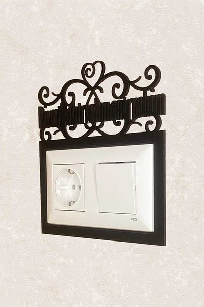 BLgrup 2134 Laser Cut Wooden Decorative Switch Socket Frame Double Bismillah