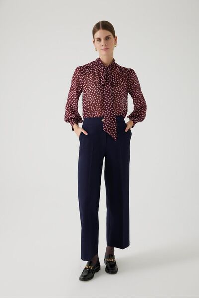 Exquise Σιφόν Πουά - Κανονική Μπλούζα με Σάλι