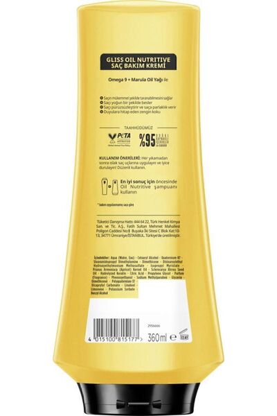 Gliss Oil Nutritive Nourishing Hair Care Cream with Omega 9 and Marula Oil 360 ml Damaged Hair