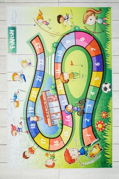 Oriente Home Öğretici Desenli Multirenk Çocuk Halısı Anti-bakteriyel Kaymaz T...