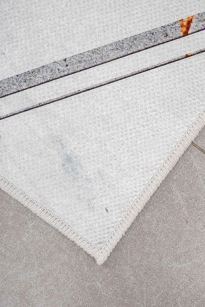 Oriente Home Geometric Patterned Gray Non-Slip Base Washable Velvet 2-Piece Bath Mat 8724