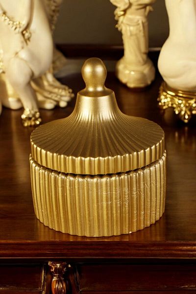METAFOX Gold Colored Sugar Bowl - with Cookie and Lid, Model 10