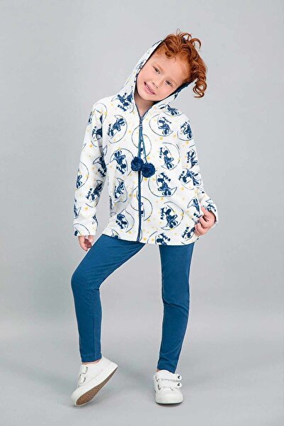 Mickey & Minnie Mouse Minnie Mouse Lisanslı Krem Kız Çocuk Tayt, Kapüşonlu Tu...