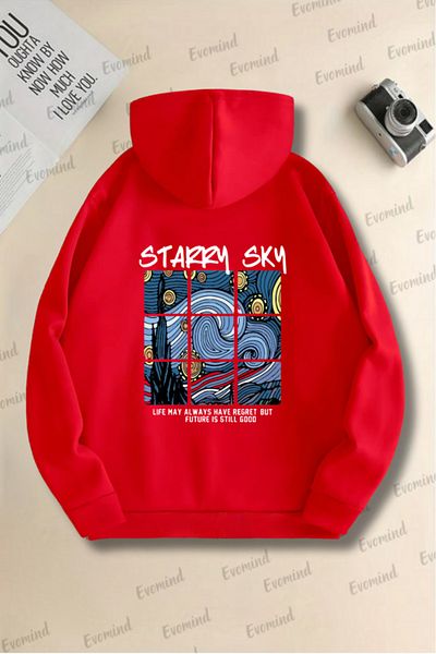 Evomind Unisex Starry Sky Printed Adult and Kids Oversize Crew Neck Sweatshirt