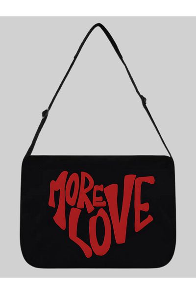 Cemira Geantă tote din pânză neagră More Love - Geantă Messenger, Street Cinnamon