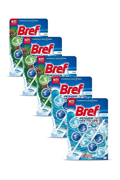 Bref Wc Power Aktiv Duopack Katı Tuvalet Bloğu 3 Çam 2 Okyanus, 5 X 2'li Paket