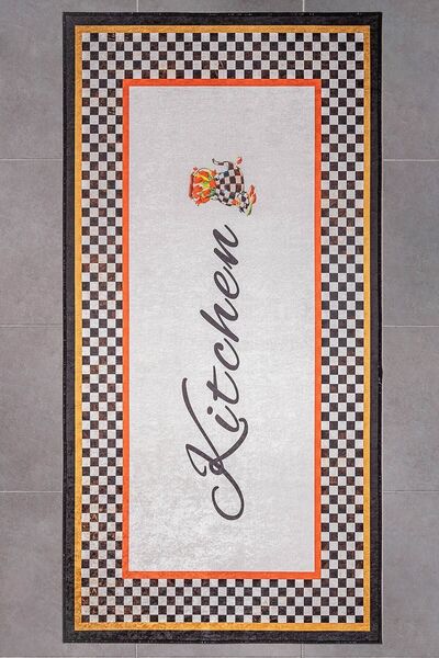 Oriente Home Dama Desenli Beyaz Kaymaz Taban Dijital Baskı Yıkanabilir Kadife...