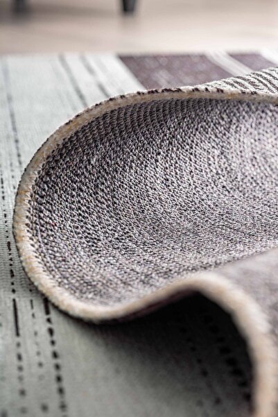 Oriente Home Line Patterned Black Gray Washable Non-Slip Chenille Hallway Living Room Kitchen Carpet 7971