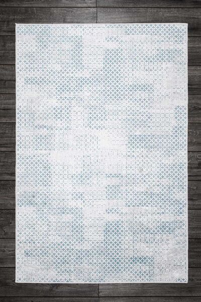 Oriente Home Bohemian Patterned Turquoise Gray Washable Non-Slip Base Velvet Runner Hallway Carpet 7568