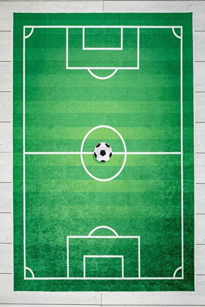 Oriente Home Futbol Sahası Desenli Yeşil Çocuk Halısı Anti-bakteriyel Kaymaz ...