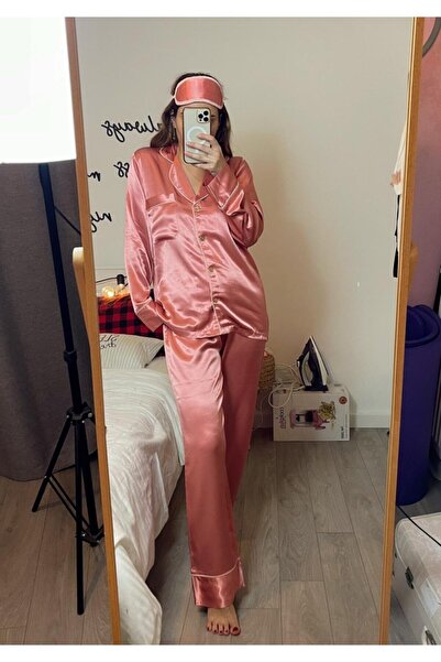 Serbella طقم بيجامة من الساتان - ميلك شيك وردي