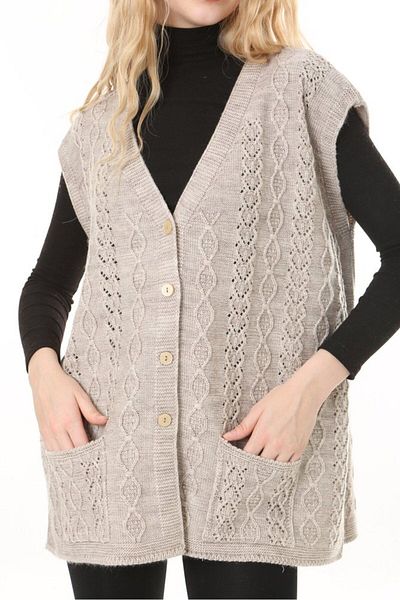 Lamierra Knitwear Large Size Wool Vest