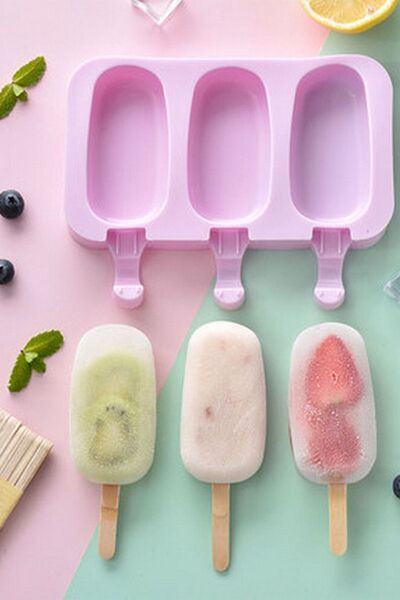 KRİZANTEM 50 Çubuk Hediyeli Dondurma Kabı Magnum Silikon 3'lü Pratik Dondurma...