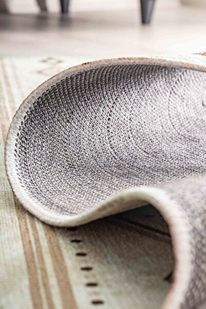 Oriente Home Scandinavian Patterned Cream Washable Non-Slip Base Chenille Hallway Living Room Kitchen Carpet 7833