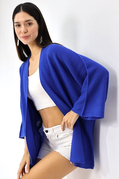 Devinka سترة بونشو موسمية زرقاء للنساء من ساكس