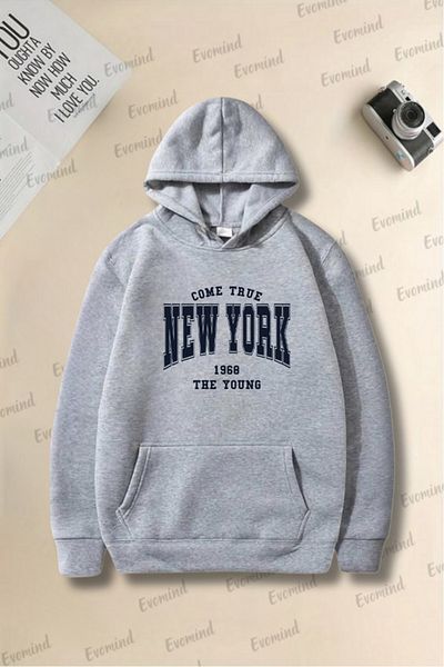 Evomind Суитшърт с качулка и качулка с принт New York Come True