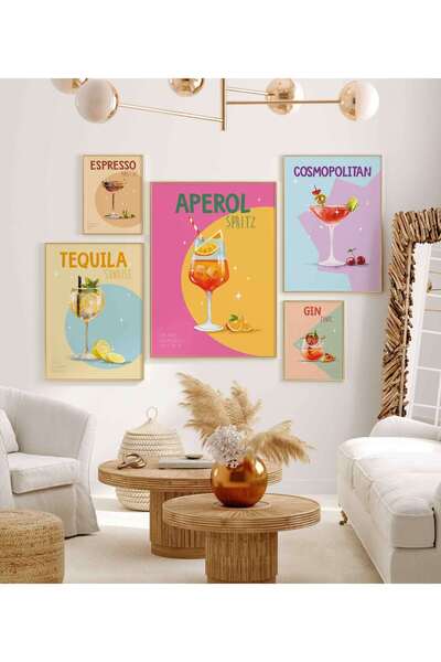 June Art Gallery Kokteyl Poster, Pinterest Kokteyl Poster Set, Duvar Dekorasyonu