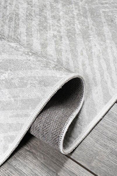 Oriente Home Soft Patterned Light Gray White Velvet Carpet Washable Non-Slip Base Hallway Carpet Runner 7009