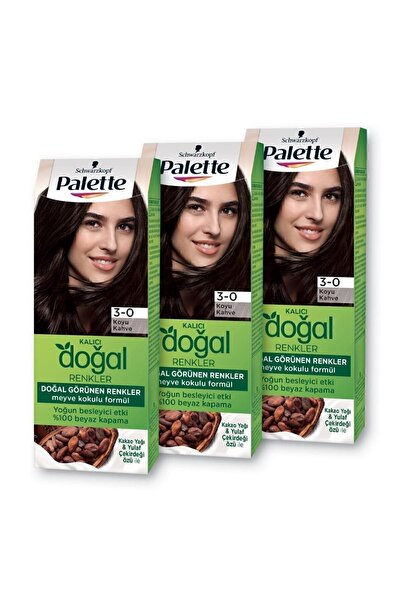 Palette Kalıcı Doğal Renkler Saç Boyası 3-0 Koyu Kakao  X 3 Adet