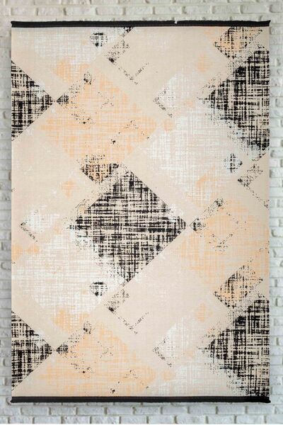 Oriente Home Geometric Antique Patterned Cream Orange Black Washable Non-Slip...