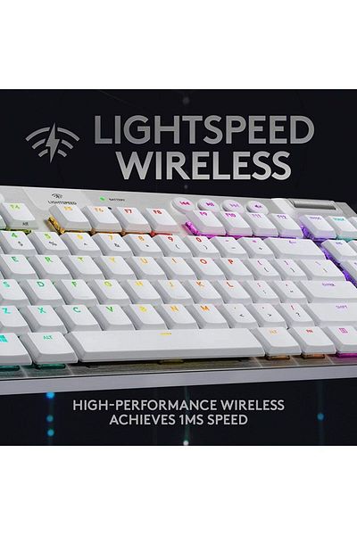 logitech لوحة مفاتيح ميكانيكية للألعاب G915 TKL Tenkeyless Lightspeed لاسلكية بيضاء RGB