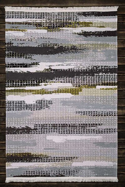 Oriente Home Modern Yeşil Yıkanabilir Şönil Dokuma Saçaklı Kaymaz Taban Yollu...