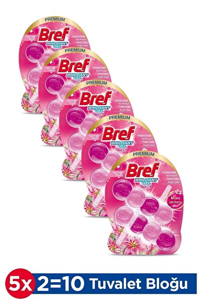 Bref Brilliant Gel Tuvalet Bloğu 5 Adet Bahar Yağmuru Ikili Çiçek (5'Lİ SET)