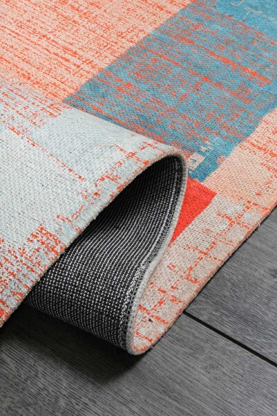 Oriente Home Bohemian Patterned Powder Beige Runner Washable Entrance Chenille Hallway Carpet 7597