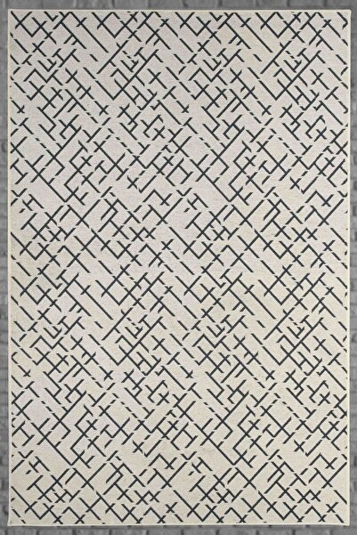 Lorente Home Moreno Viskon Dokuma Halı Kaymaz Taban Yıkanabilir Açık Krem Ant...