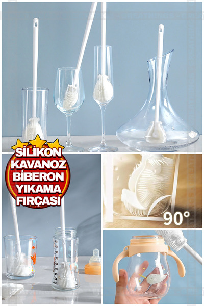 Greathings Aveo 1 Adet Silikon Uzun Saplı Cam Şişe Bardak Kavanoz Matara Bibe...