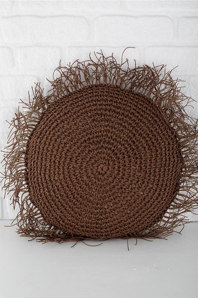 ANJEAHOME 45X45 cm Simra Throw Pillow Cover - Paper Thread Hand Knitted