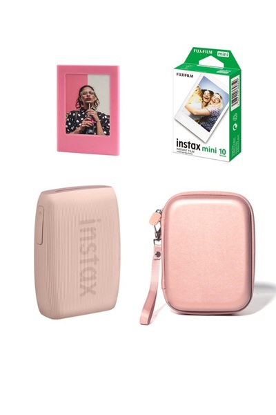 Fujifilm Instax Mini Link 3 Akıllı Telefon Yazıcısı Çantalı 10'lu Mini Filmli Mıknatıslı Çerçeve Set 99 Pembe