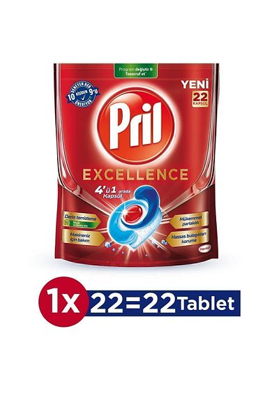 Pril Excellence 4 in 1 44 Capsules (2X22 Pack) - Intensive Dish Cleaning