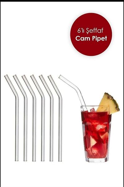 GİLLİ STORE مجموعة من 6 شفاطات مائلة من الزجاج الشفاف