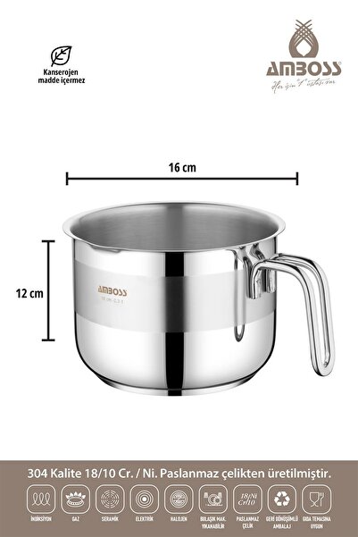 Amboss Saphire 3 Piece Stainless Steel Deep Pot and Milk Bowl Set