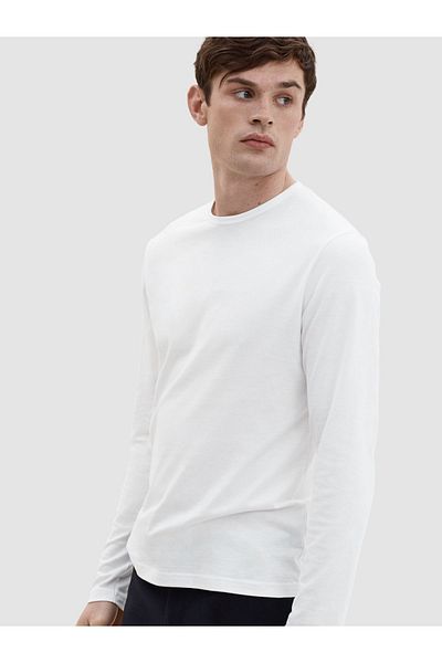 BY BLED MAN White Lycra Men's Body - Crew Neck, Long Sleeve, Quality Long