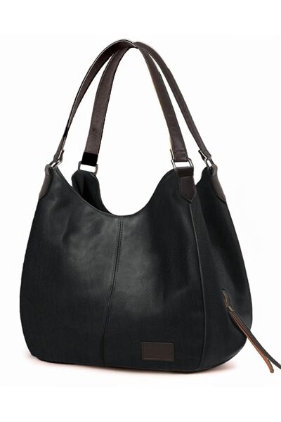 Cappadocia Vintage Geantă de umăr casual din piele PU neagră fumurie pentru femei Myra Geantă de mână moale